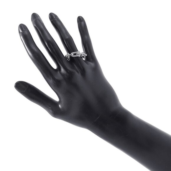 TIFFANY&Co. Hardware Small Link Ring Size Approximately No. 12 18K White Gol - Picture 1 of 14